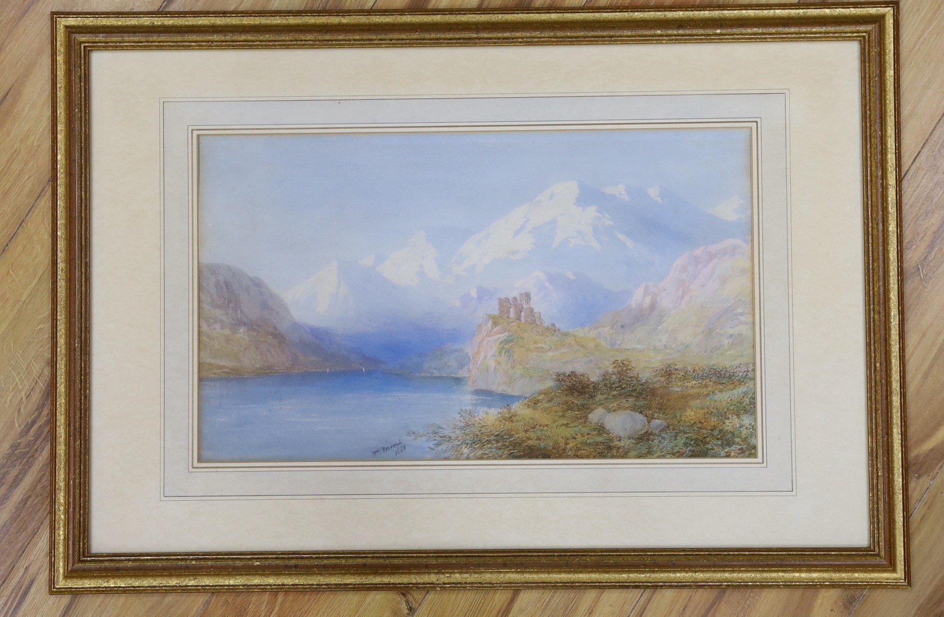 William Moore (1817-1909), watercolour, Scottish loch scene, signed and dated 1880, 29 x 49cm